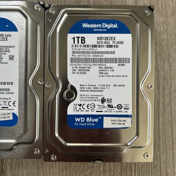 WD Blue 1TB SATA III 6Gbps HDD Lot of 3 WD10EZEX Western Digital 3.5" UNTESTED - Picture 4 of 12